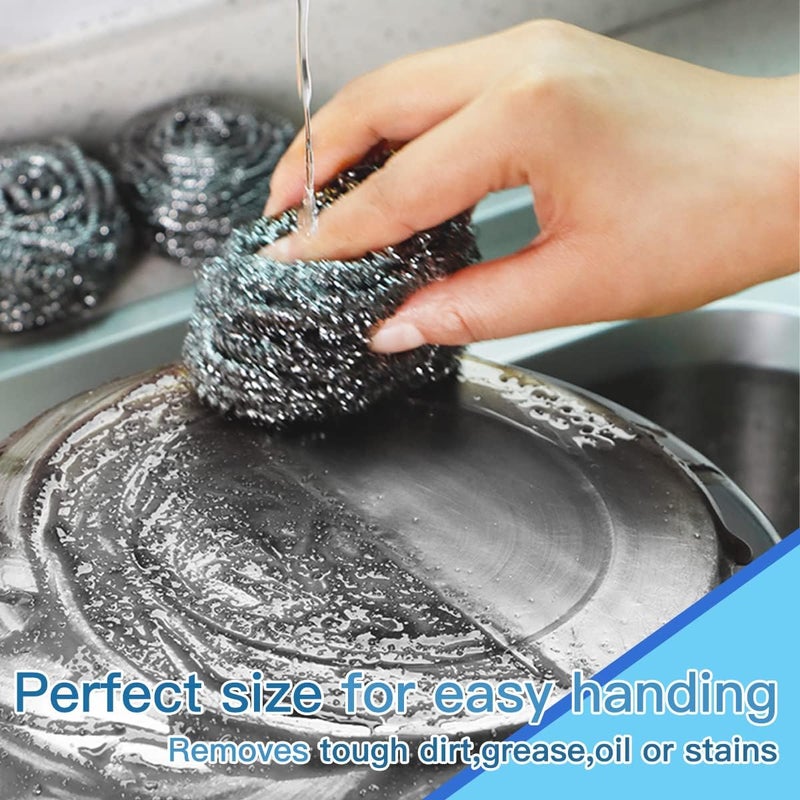 Docduet 6pcs Stainless Steel Scrubber 2pcs Heavy Duty Scrub Sponges 1pcs Dish Clean Towel for Kitchens Bathroom and More - Image 4